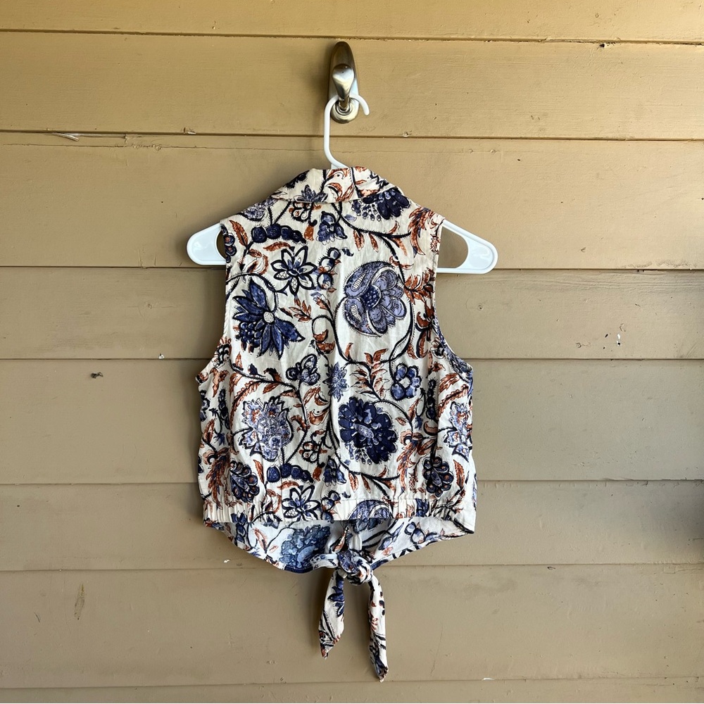 Nicole Miller New York floral linen blend sleeveless top Size Small Summer - Picture 6 of 6